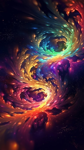 Un gros plan d'une conception en spirale colorée avec des étoiles en arrière-plan ai générative