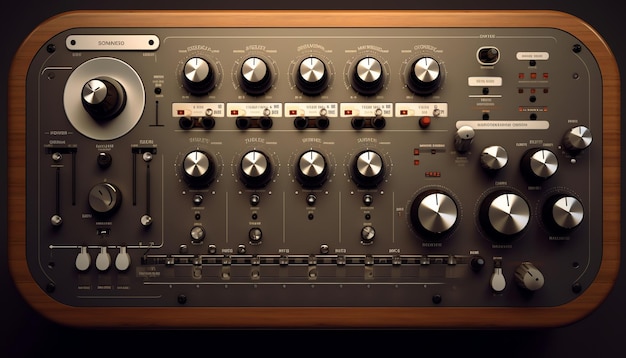 Un gros plan d'une console de mixage en bois