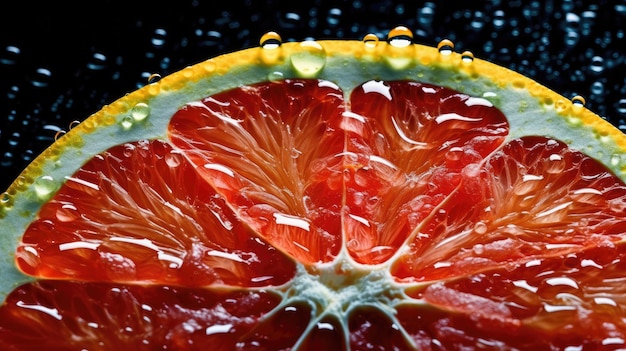 Un gros plan d'une coupe dans la moitié d'une orange sanguine.