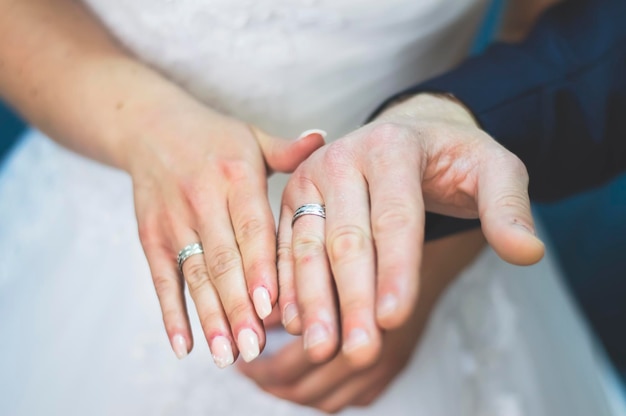 Un gros plan d'un couple se tenant par la main