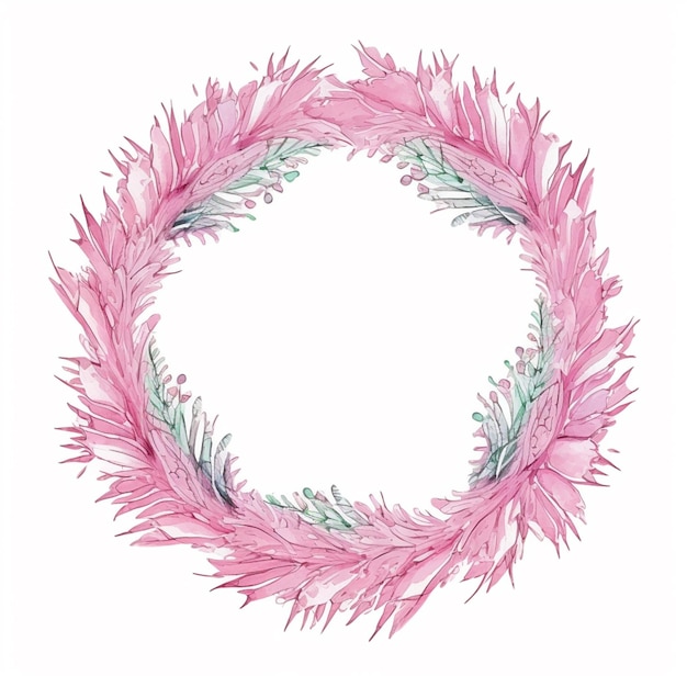 Photo un gros plan d'une couronne de plumes roses sur un fond blanc