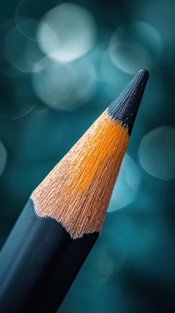 Un gros plan d'un crayon avec une pointe orange et une extrémité noire