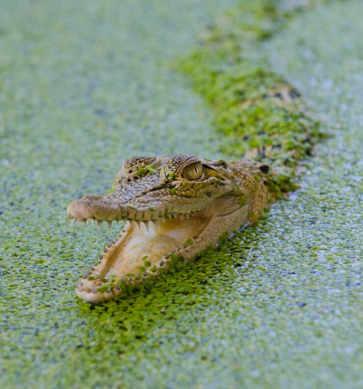 Photo un gros plan d'un crocodile en mer