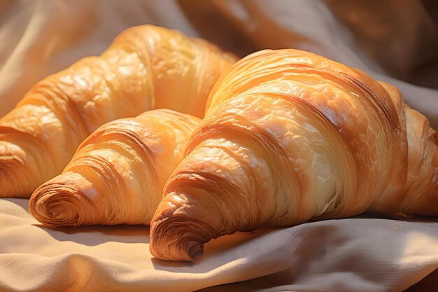 Gros plan de croissant moelleux