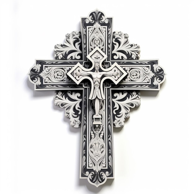 Un gros plan d'une croix avec un fond blanc ai génératif