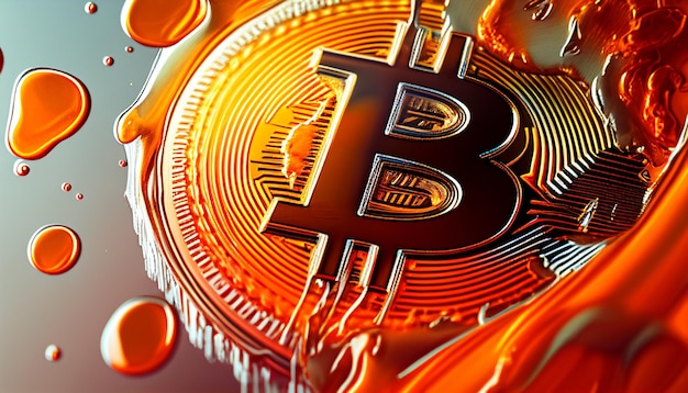 Gros plan sur la crypto-monnaie Bitcoin AI générative