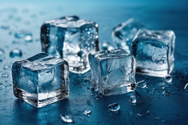 Un gros plan des cubes de glace étincelants