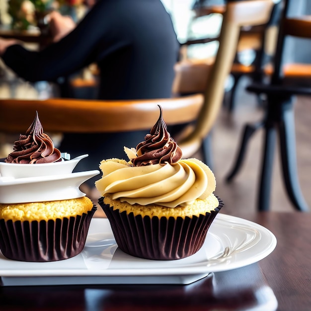 Gros plan d'un cupcake avec un bâton de bougie léger art génératif par AI