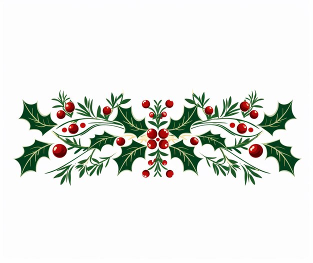 un gros plan d'une décoration de Noël avec des feuilles de houx et des baies ai générative