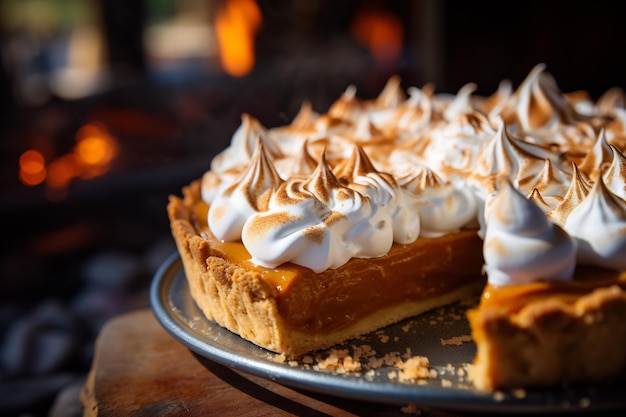 Un gros plan d'une délicieuse tarte à la citrouille