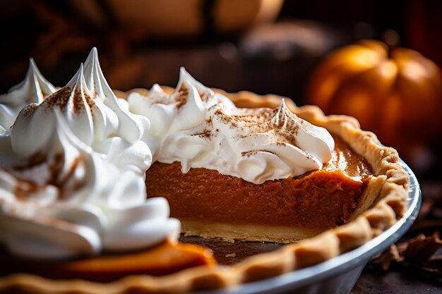 Un gros plan d'une délicieuse tarte à la citrouille