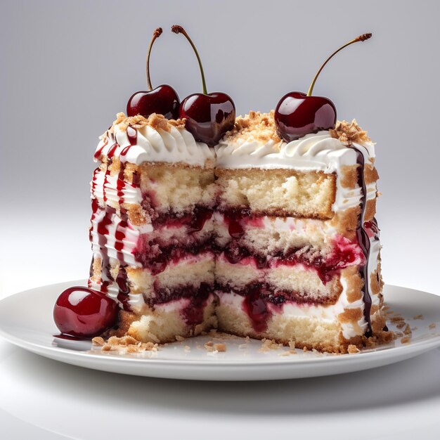 Photo un gros plan d'un délicieux gâteau sur le fond blanc