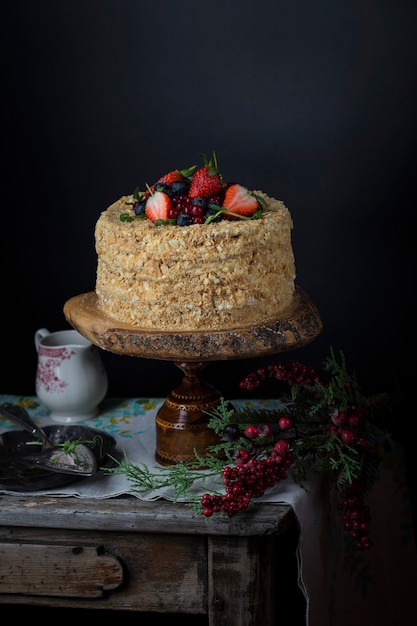 Gros plan, de, délicieux gâteau maison