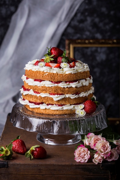 Gros plan, de, délicieux gâteau maison