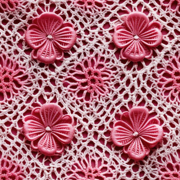 Photo un gros plan d'une dentelle rose avec des fleurs dessus