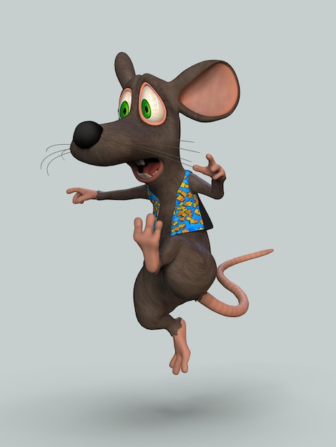 Gros plan de dessin animé de rat 2. illustration 3d