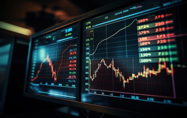 Un gros plan détaillé d'un écran d'ordinateur avec un graphique boursier