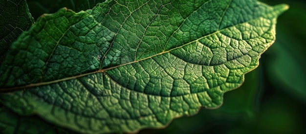 Un gros plan détaillé d'une feuille verte vibrante