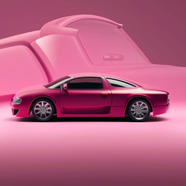 Photo gros plan sur le devant des voitures roses génériques et sans marque fond d'écran de voiture de sport ai generative