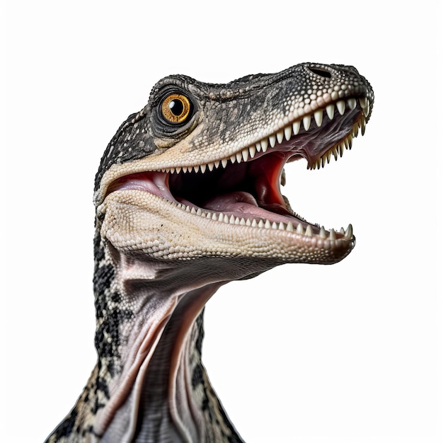Un gros plan d'un dinosaure avec la bouche ouverte