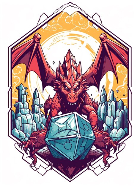 Photo un gros plan d'un dragon avec un grand d20 sur le dos ia générative