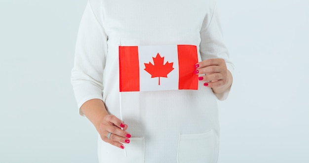 Gros plan, drapeau, canada, mains féminines