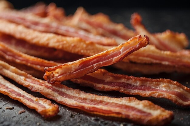 Photo un gros plan du bacon frit