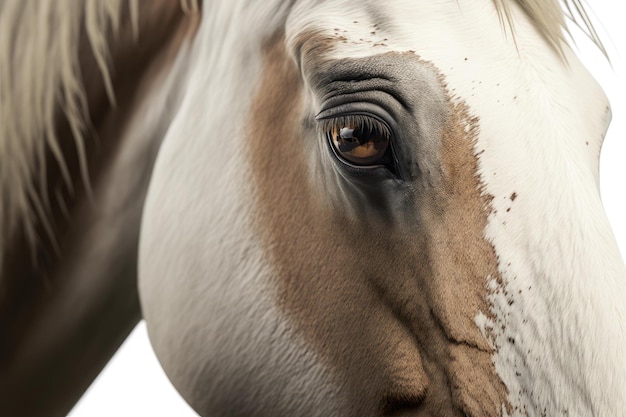 Gros plan du cheval fond blanc Generative AI AIG16