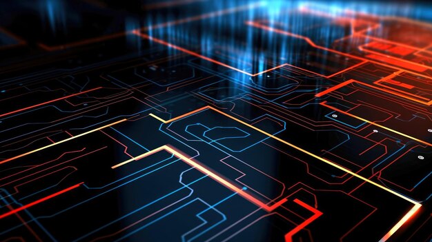 Gros plan du circuit imprimé Technologie du matériel informatique électronique Puce numérique de la carte mère