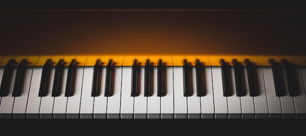 Photo gros plan du clavier du piano à queue classique