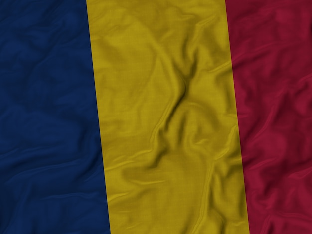 Gros plan du drapeau du Tchad ébouriffé