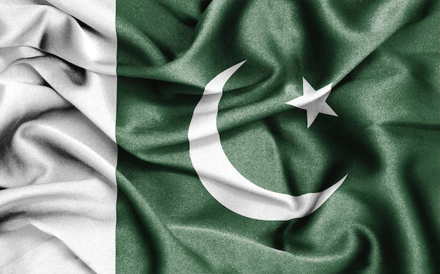 Gros plan du drapeau ébouriffé du Pakistan