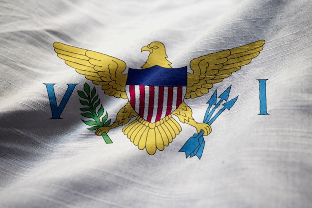Photo gros plan du drapeau des îles vierges des états-unis ébouriffé