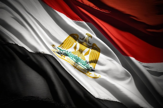 gros plan du drapeau ondulant de l'Égypte