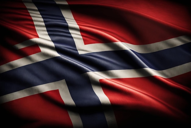 gros plan du drapeau ondulant de la Norvège