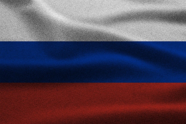 Gros plan du drapeau ondulant de la russie avec texture