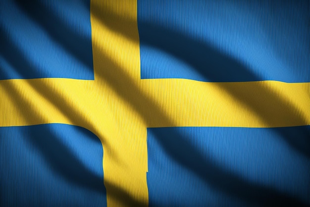 gros plan du drapeau ondulant de la Suède