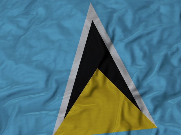 Gros plan du drapeau de Sainte-Lucie ébouriffé