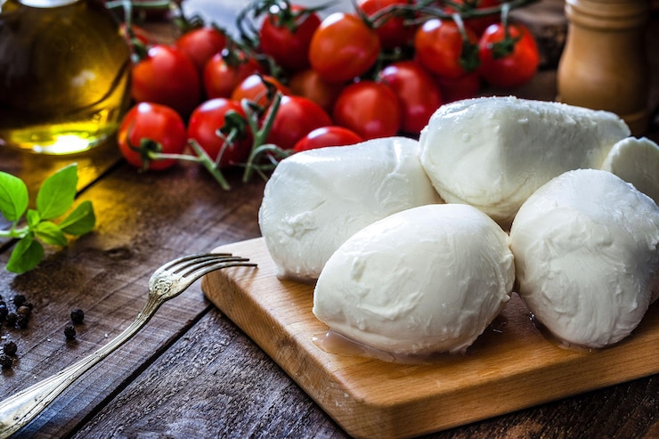 Photo un gros plan du fromage mozzarella