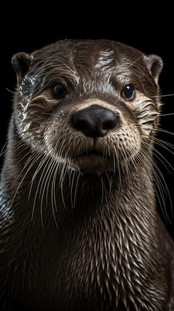 Un gros plan du nez et de la bouche d'une loutre