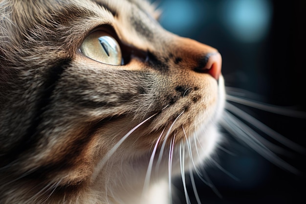 Un gros plan du nez et du visage d'un mignon chat rose a été généré.