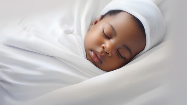Gros plan du nouveau-né endormi garçon bébé portrait de bébé enveloppé dans une couverture