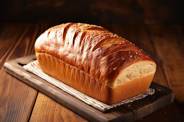 Gros plan du pain sur un fond en bois