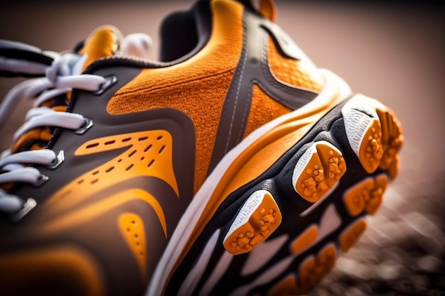 Gros plan du pied d'un coureur dans des chaussures de sport Generative AI