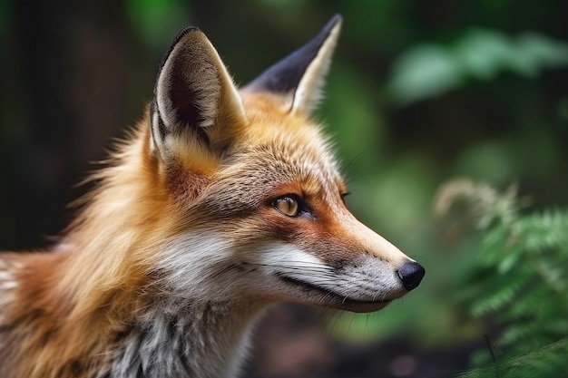 Gros plan du renard roux dans une forêt AI générative