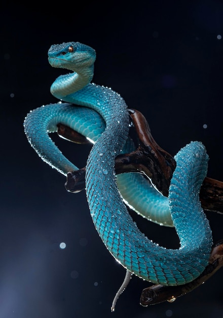 Photo un gros plan du serpent vipère bleu