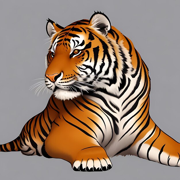 Gros plan du tigre mystique comme un phénix rouge et noir