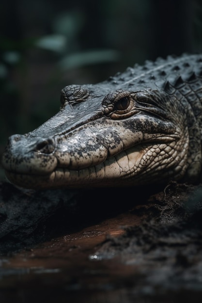 Un gros plan du visage d'un alligator