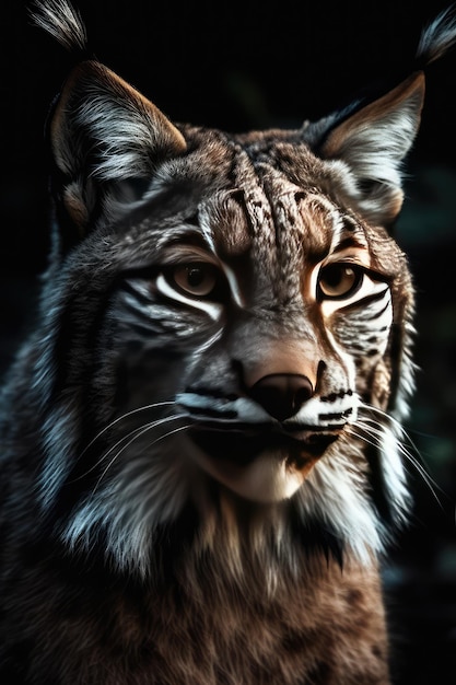 Un gros plan du visage d'un chat avec le mot bobcat dessus