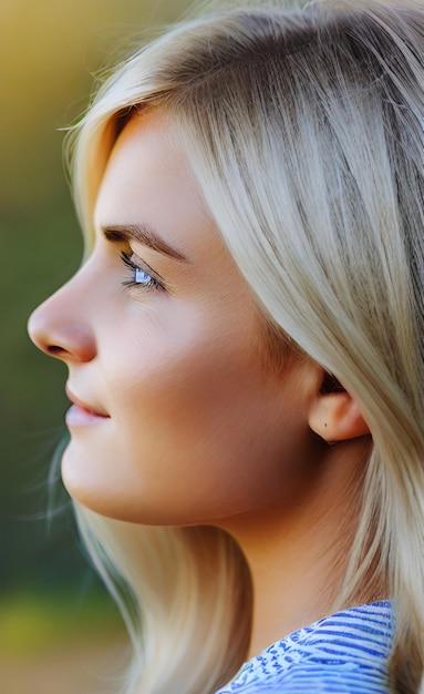 Un gros plan du visage d'une femme avec un beau sourire